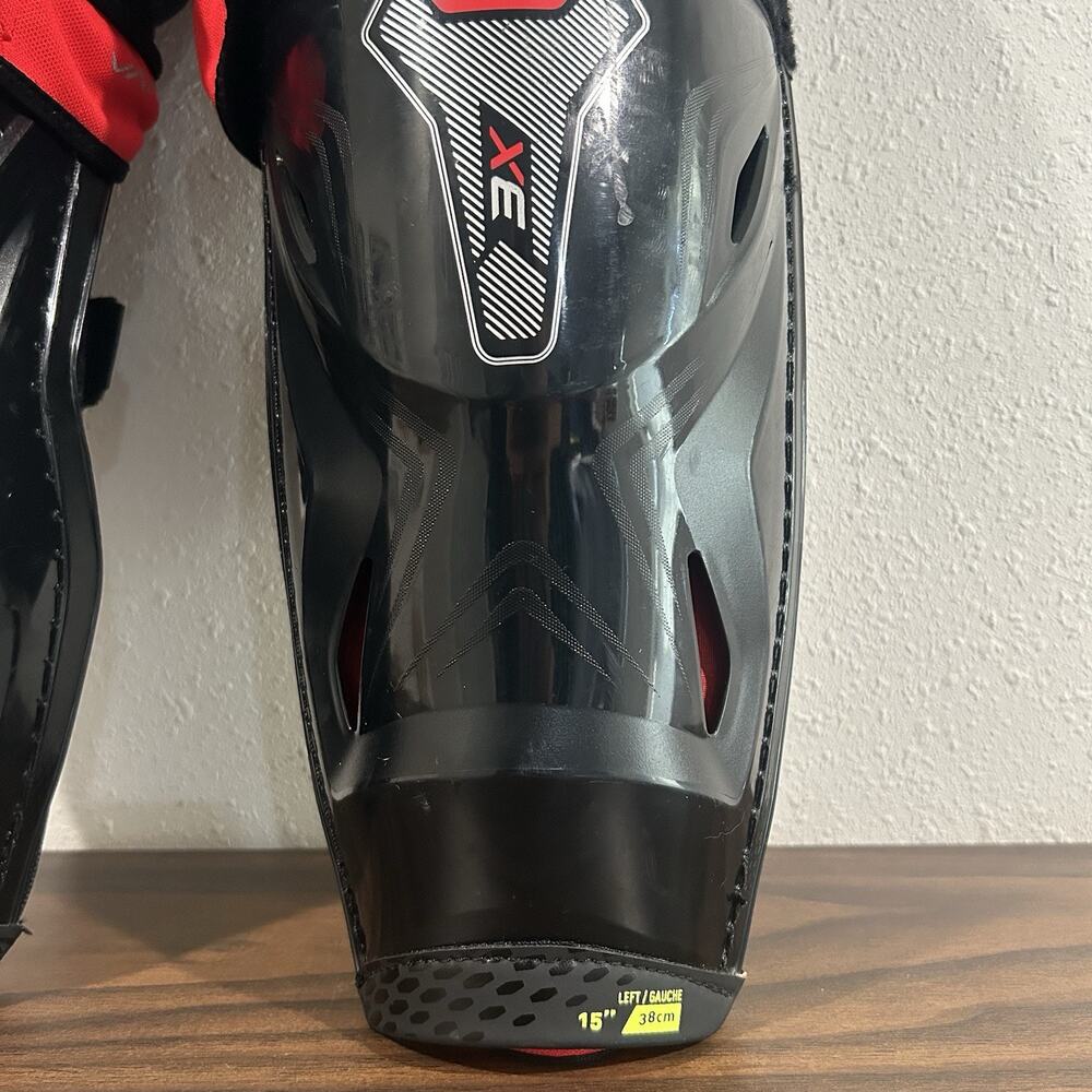Bauer Vapor XE Shin Guards Senior Size 15 SR 15” Hockey Leg Protection Black Red - Picture 5 of 13